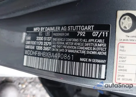 2011 Mercedes-Benz E 350 4Matic from USA, damaged, VIN WDDHF8HBXBA490861